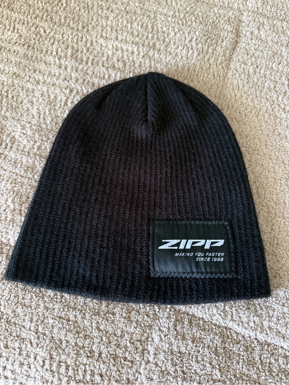 Black Knit Zipp Beanie